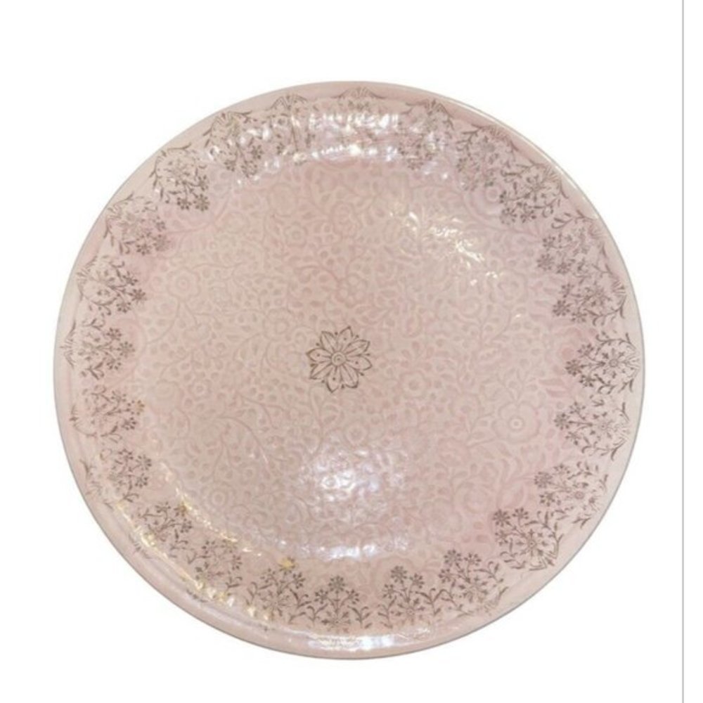 Shalimar By Steubenville Plate Vintage Depression Glass Pink 10” Etched Painted